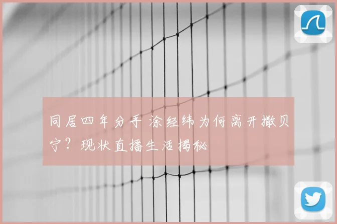同居四年分手 涂经纬为何离开撒贝宁？现状直播生活揭秘